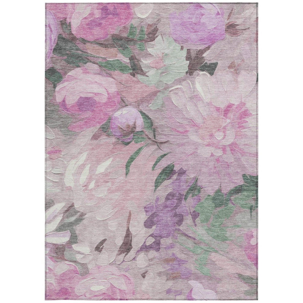 HomeRoots 8' X 10' Blush Mauve Floral Area Rug - Durable, Washable, Stylish for Indoor & Outdoor Spaces 641155