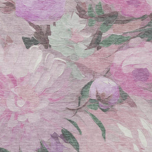 HomeRoots 10' Blush Mauve & Ivory Floral Area Rug - Washable, Durable, Stylish for Indoor & Outdoor Spaces 641157