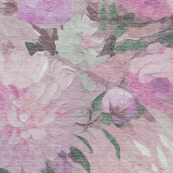 HomeRoots 10' Blush Mauve & Ivory Floral Area Rug - Washable, Durable, Stylish for Indoor & Outdoor Spaces 641157