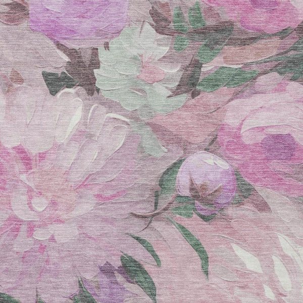 HomeRoots 10' Blush Mauve & Ivory Floral Area Rug - Washable, Durable, Stylish for Indoor & Outdoor Spaces 641157