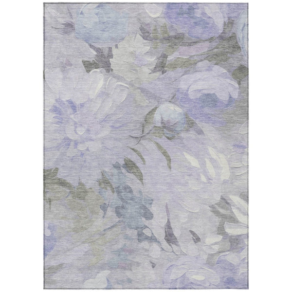 HomeRoots 5' X 8' Timeless Lavender & Ivory Floral Area Rug - Washable, Durable for Indoor & Outdoor Spaces 641159