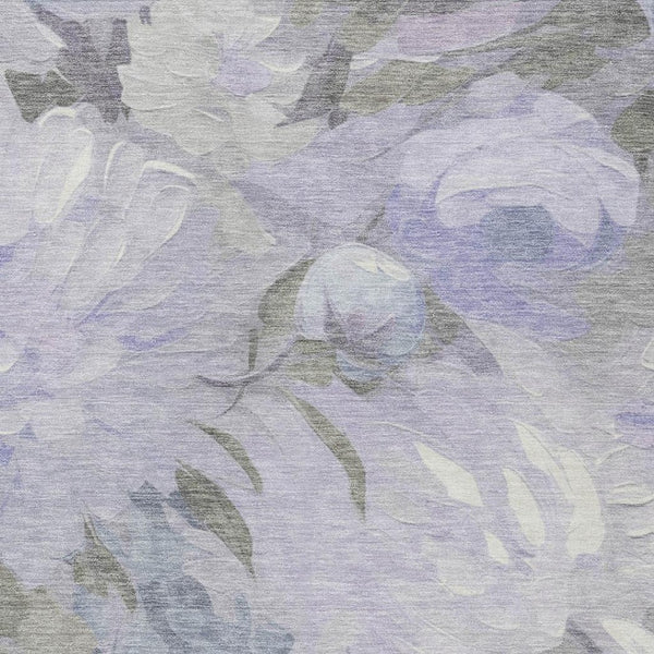 HomeRoots 8' X 10' Floral Washable Area Rug - Elegant Lavender & Ivory Design for Indoor & Outdoor Spaces 641161