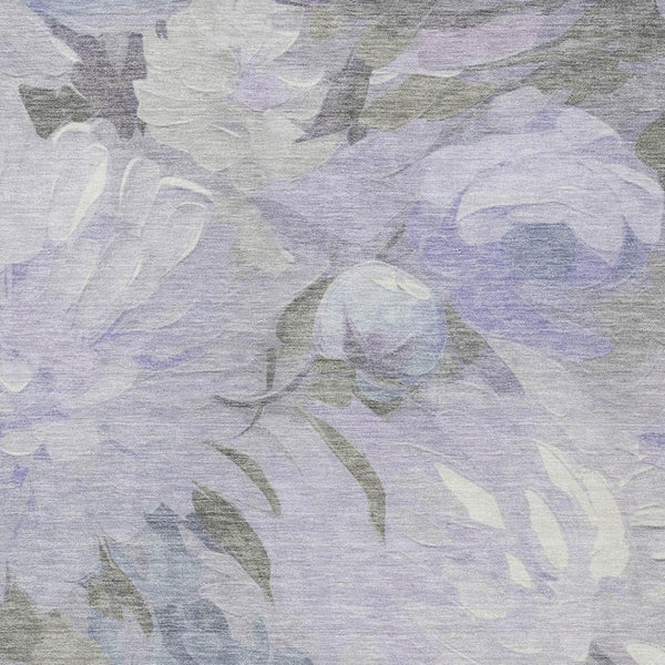 HomeRoots 9' Lavender & Ivory Floral Area Rug - Washable, Indoor/Outdoor, Durable, Stylish, Low-Maintenance Design 641162