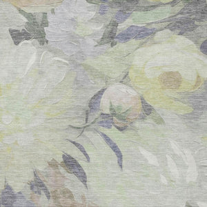 HomeRoots 5' Mint Green Floral Area Rug - Elegant Indoor/Outdoor Washable Design for High-Traffic Spaces 641165