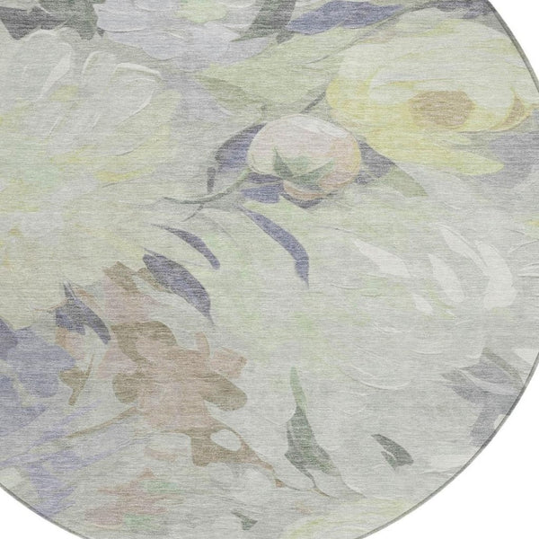 HomeRoots 8' Mint Green, Ivory & Beige Floral Indoor/Outdoor Area Rug - Durable, Washable & Stylish Design 641166