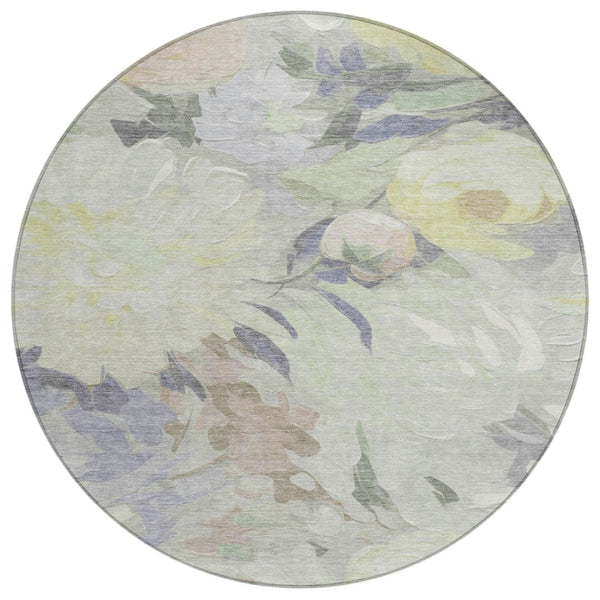 HomeRoots 8' Mint Green, Ivory & Beige Floral Indoor/Outdoor Area Rug - Durable, Washable & Stylish Design 641166