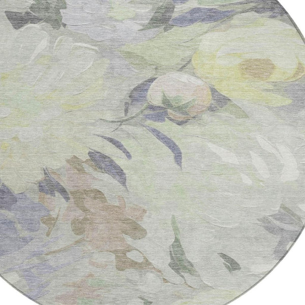 HomeRoots 8' Mint Green, Ivory & Beige Floral Indoor/Outdoor Area Rug - Durable, Washable & Stylish Design 641166