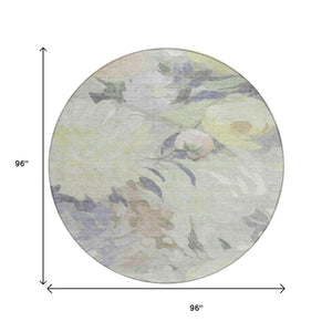 HomeRoots 8' Mint Green, Ivory & Beige Floral Indoor/Outdoor Area Rug - Durable, Washable & Stylish Design 641166