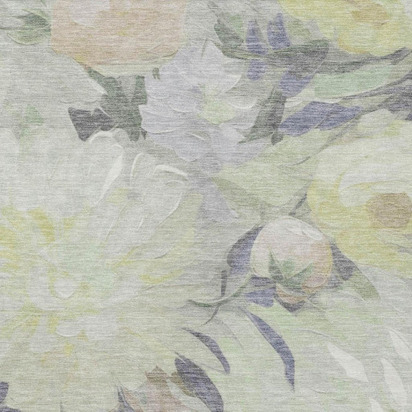 HomeRoots 8' X 10' Floral Mint Green Area Rug - Durable, Washable, Stain-Resistant for Indoor & Outdoor Use 641167