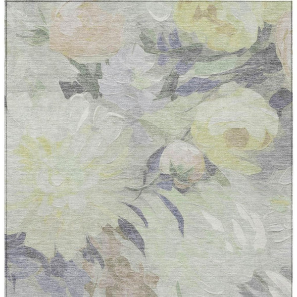HomeRoots 8' X 10' Floral Mint Green Area Rug - Durable, Washable, Stain-Resistant for Indoor & Outdoor Use 641167