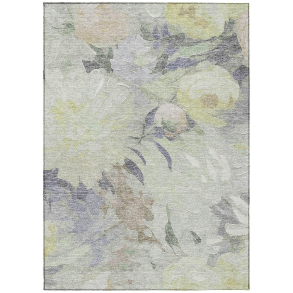 HomeRoots 8' X 10' Floral Mint Green Area Rug - Durable, Washable, Stain-Resistant for Indoor & Outdoor Use 641167