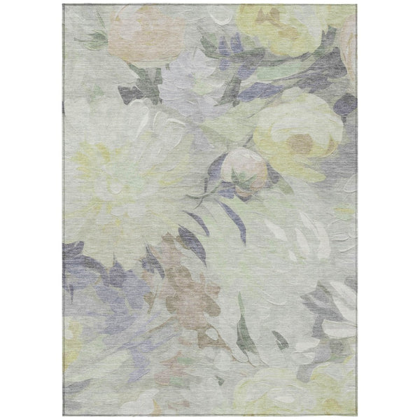 HomeRoots 8' X 10' Floral Mint Green Area Rug - Durable, Washable, Stain-Resistant for Indoor & Outdoor Use 641167