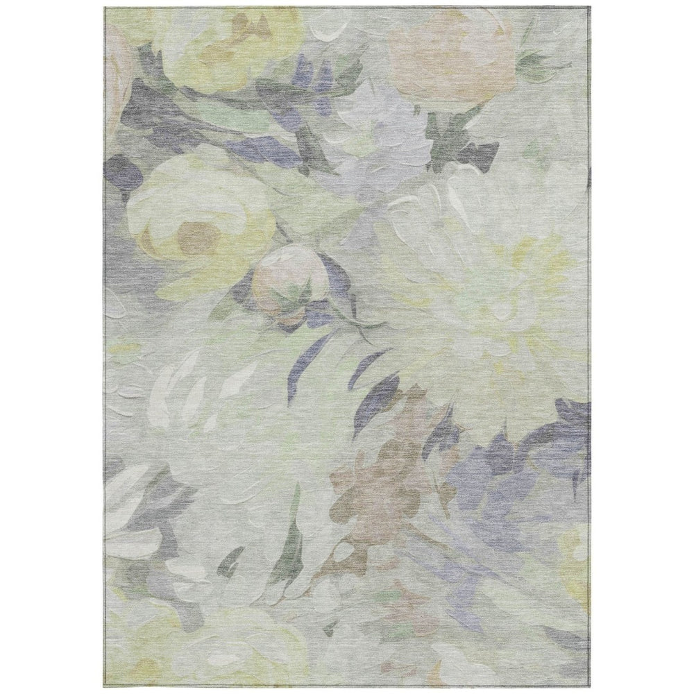 HomeRoots 9' X 12' Mint Green Floral Area Rug - Stylish, Washable, Durable Indoor/Outdoor Design for Any Space 641168