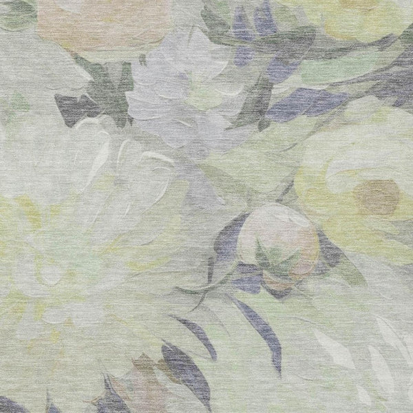 HomeRoots 10' Mint Green Floral Washable Area Rug - Indoor/Outdoor Durable, Stain-Resistant, Easy Care Design 641169
