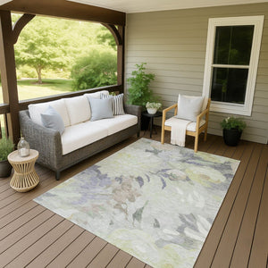 HomeRoots 10' Mint Green Floral Washable Area Rug - Indoor/Outdoor Durable, Stain-Resistant, Easy Care Design 641169