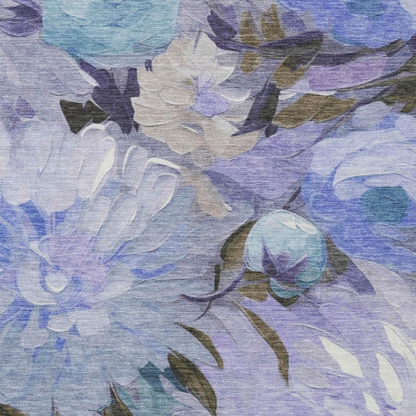 HomeRoots 5' Vibrant Purple and Blue Floral Washable Area Rug – Durable, Stylish, Indoor-Outdoor Essential! 641171
