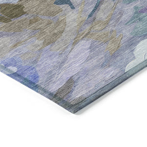 HomeRoots 5' Vibrant Purple and Blue Floral Washable Area Rug – Durable, Stylish, Indoor-Outdoor Essential! 641171