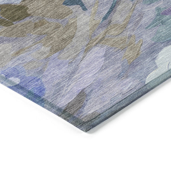 HomeRoots 5' Vibrant Purple and Blue Floral Washable Area Rug – Durable, Stylish, Indoor-Outdoor Essential! 641171