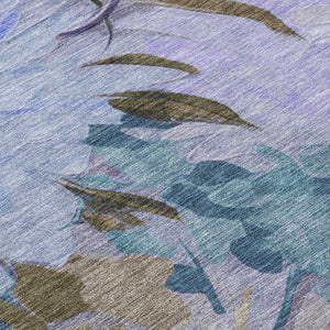 HomeRoots 5' Vibrant Purple and Blue Floral Washable Area Rug – Durable, Stylish, Indoor-Outdoor Essential! 641171