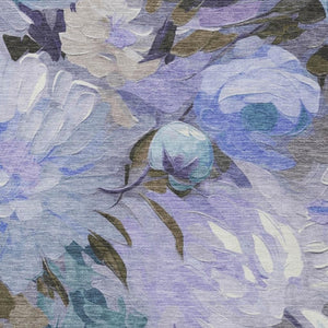 HomeRoots 8' X 10' Purple and Blue Floral Area Rug - Durable, Washable, Indoor/Outdoor Design for High-Traffic Spaces 641173