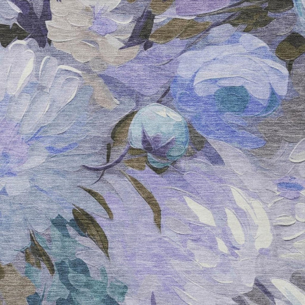 HomeRoots 8' X 10' Purple and Blue Floral Area Rug - Durable, Washable, Indoor/Outdoor Design for High-Traffic Spaces 641173