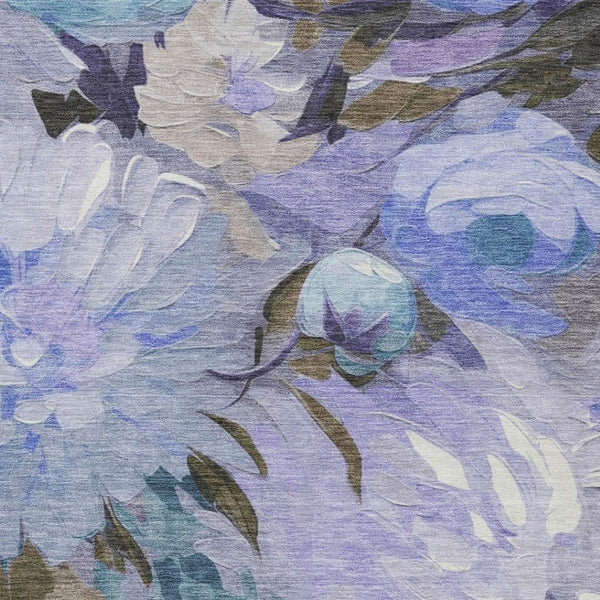 HomeRoots 10' Vibrant Purple and Blue Floral Washable Area Rug - Durable & Stylish for Indoor/Outdoor Spaces 641175