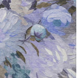 HomeRoots 10' Vibrant Purple and Blue Floral Washable Area Rug - Durable & Stylish for Indoor/Outdoor Spaces 641175