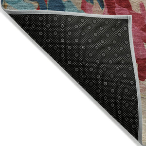 HomeRoots 8' X 10' Floral Washable Area Rug in Beige, Yellow, Teal, Blue & Orange - Durable for Indoor & Outdoor Use 641179