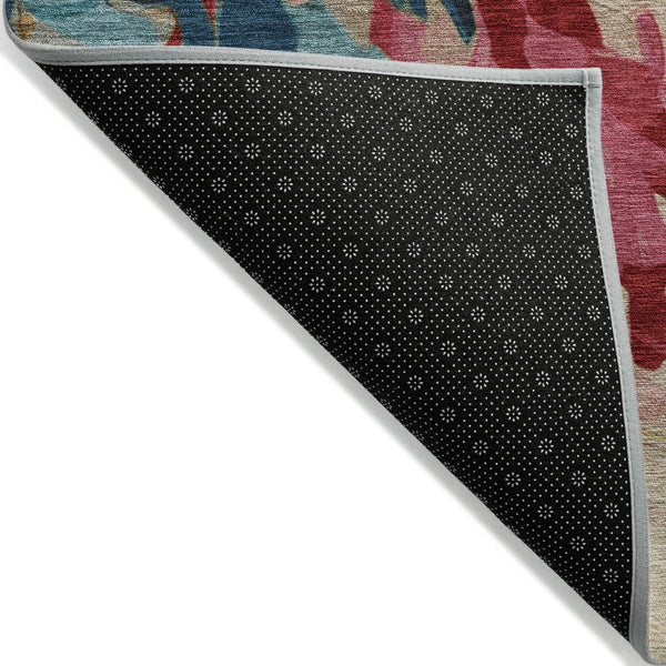 HomeRoots 8' X 10' Floral Washable Area Rug in Beige, Yellow, Teal, Blue & Orange - Durable for Indoor & Outdoor Use 641179