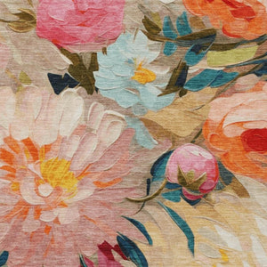 HomeRoots 10' Vibrant Floral Washable Area Rug - Durable Beige, Yellow, Teal, Blue & Orange for Indoor/Outdoor Use 641181
