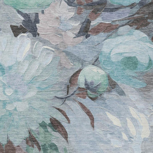 HomeRoots 8' X 10' Teal Blue Floral Area Rug - Stylish, Washable, Durable for Indoor & Outdoor Spaces! 641191