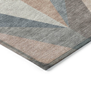HomeRoots 5' Geometric Washable Indoor Outdoor Area Rug in Copper, Ivory & Taupe - Durable & Stylish Design 641195