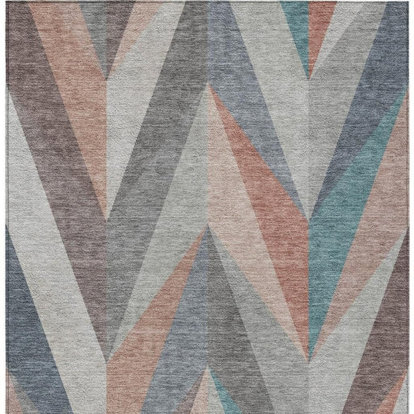 HomeRoots 8' X 10' Stylish Copper, Ivory, and Taupe Geometric Washable Area Rug for Indoor/Outdoor Spaces 641197