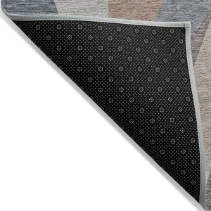 HomeRoots 9' Copper Ivory Taupe Geometric Area Rug - Washable & Durable for Indoor/Outdoor Spaces, 9x12 ft 641198