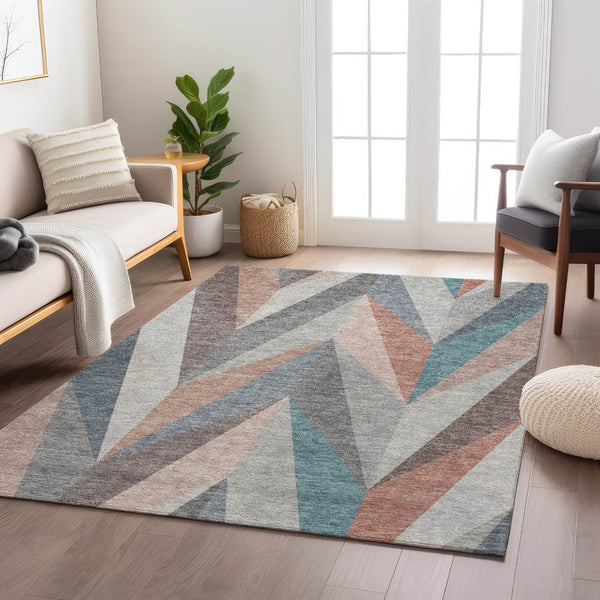 HomeRoots 10' X 14' Geometric Area Rug in Copper, Ivory & Taupe - Durable, Washable, Indoor/Outdoor Design! 641199