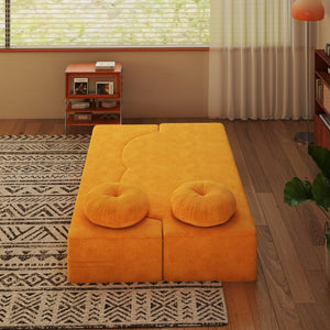 English Elm Folding Foam Futon Sofa Sleeper Twin Size Floor Lounger for Guest or Studio Use Yellow W2353P388490