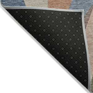 HomeRoots 5' X 8' Geometric Sage, Orange & Blue Area Rug - Washable, Durable for Indoor/Outdoor Use, Stain-Resistant 641207