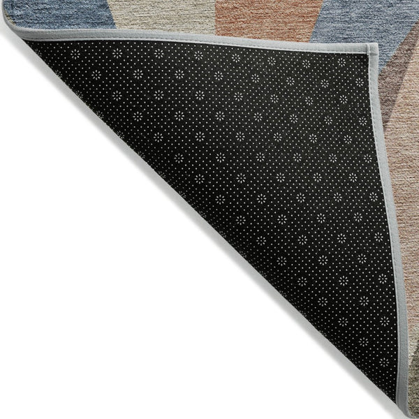 HomeRoots 5' X 8' Geometric Sage, Orange & Blue Area Rug - Washable, Durable for Indoor/Outdoor Use, Stain-Resistant 641207