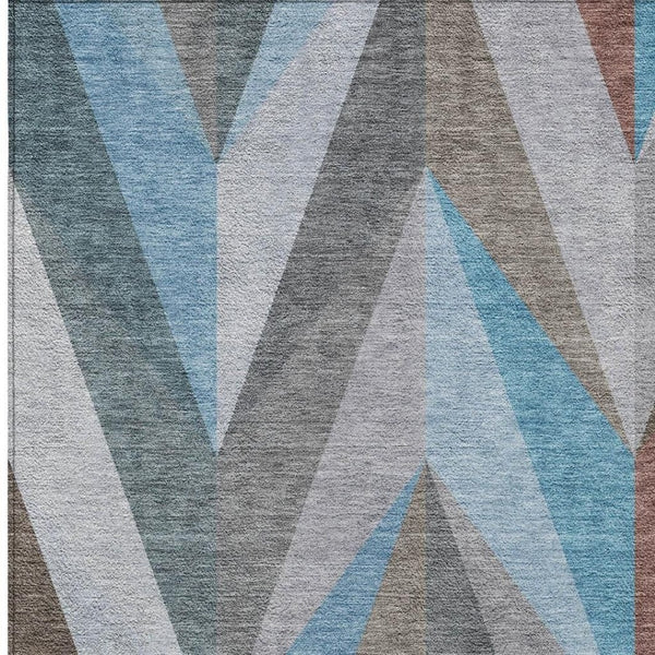HomeRoots 9' X 12' Teal Blue Geometric Area Rug - Stylish, Washable Indoor/Outdoor Décor for High-Traffic Spaces 641216