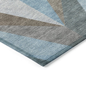 HomeRoots 10' Geometric Teal Blue, Copper & Gray Washable Area Rug for Indoor & Outdoor Spaces – Modern Style 641217