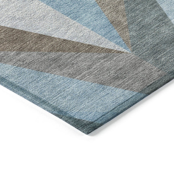 HomeRoots 10' Geometric Teal Blue, Copper & Gray Washable Area Rug for Indoor & Outdoor Spaces – Modern Style 641217