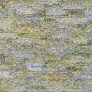 HomeRoots 5' Artichoke Green & Taupe Striped Area Rug - Washable, Durable, Indoor/Outdoor Versatility for Any Space 641219