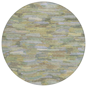HomeRoots 8' Artichoke Green and Taupe Striped Area Rug – Stylish, Durable, Washable for Indoor & Outdoor Spaces 641220