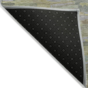 HomeRoots 8' Artichoke Green and Taupe Striped Area Rug – Stylish, Durable, Washable for Indoor & Outdoor Spaces 641220