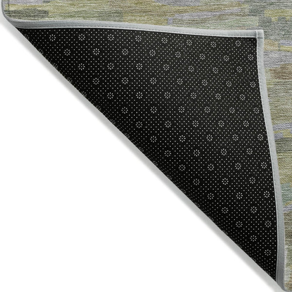 HomeRoots 8' Artichoke Green and Taupe Striped Area Rug – Stylish, Durable, Washable for Indoor & Outdoor Spaces 641220