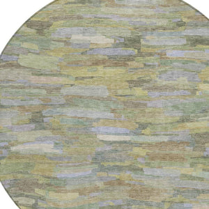 HomeRoots 8' Artichoke Green and Taupe Striped Area Rug – Stylish, Durable, Washable for Indoor & Outdoor Spaces 641220