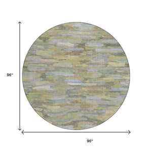HomeRoots 8' Artichoke Green and Taupe Striped Area Rug – Stylish, Durable, Washable for Indoor & Outdoor Spaces 641220