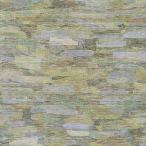 HomeRoots 8' X 10' Striped Artichoke Green and Taupe Area Rug - Durable, Machine Washable for Indoor/Outdoor Use 641221