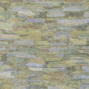 HomeRoots 9' Indoor Outdoor Area Rug in Artichoke Green & Taupe Stripes – Washable, Durable, Versatile Design 641222
