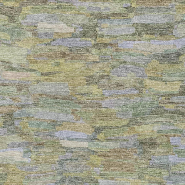 HomeRoots 9' Indoor Outdoor Area Rug in Artichoke Green & Taupe Stripes – Washable, Durable, Versatile Design 641222